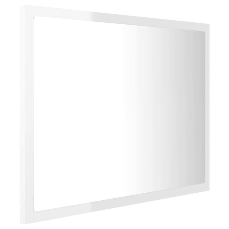 Lustro łazienkowe LED, wysoki połysk, białe, 60x8,5x37cm, akryl