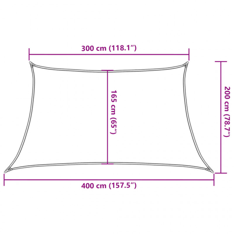 Żagiel przeciwsłoneczny, 160 g/m², żółty, 3/4x2 m, HDPE