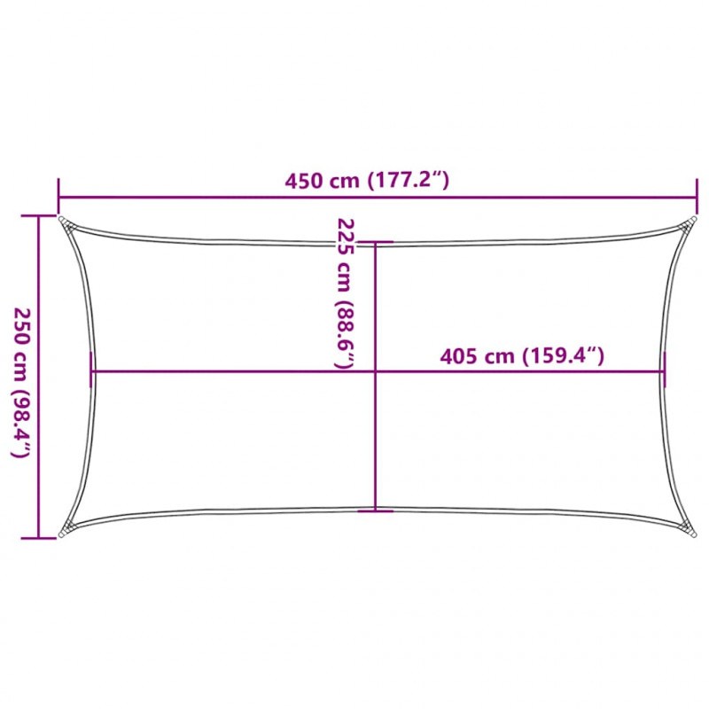 Żagiel przeciwsłoneczny, 160 g/m², czerwony, 2,5x4,5 m, HDPE
