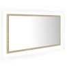 Lustro łazienkowe LED, kolor dąb sonoma, 90x8,5x37 cm, akryl