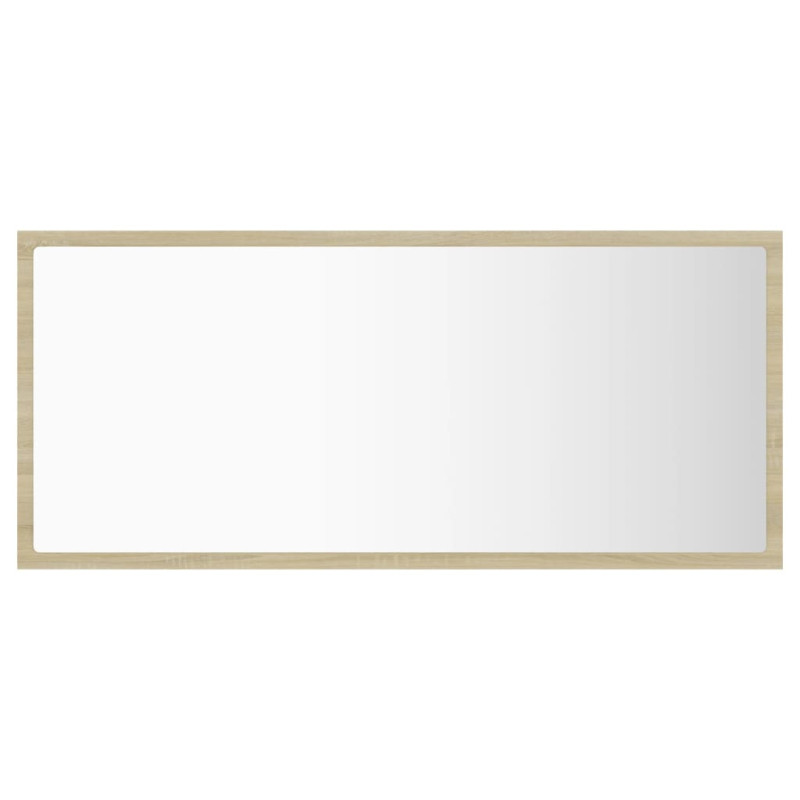 Lustro łazienkowe LED, kolor dąb sonoma, 90x8,5x37 cm, akryl