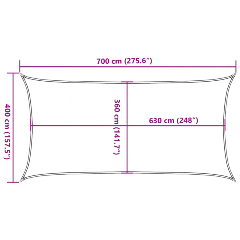 Żagiel przeciwsłoneczny, 160 g/m², czarny, 4x7 m, HDPE