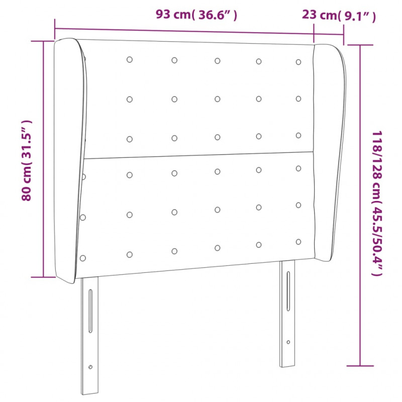 Zagłówek uszak, taupe, 93x23x118/128 cm, tkanina
