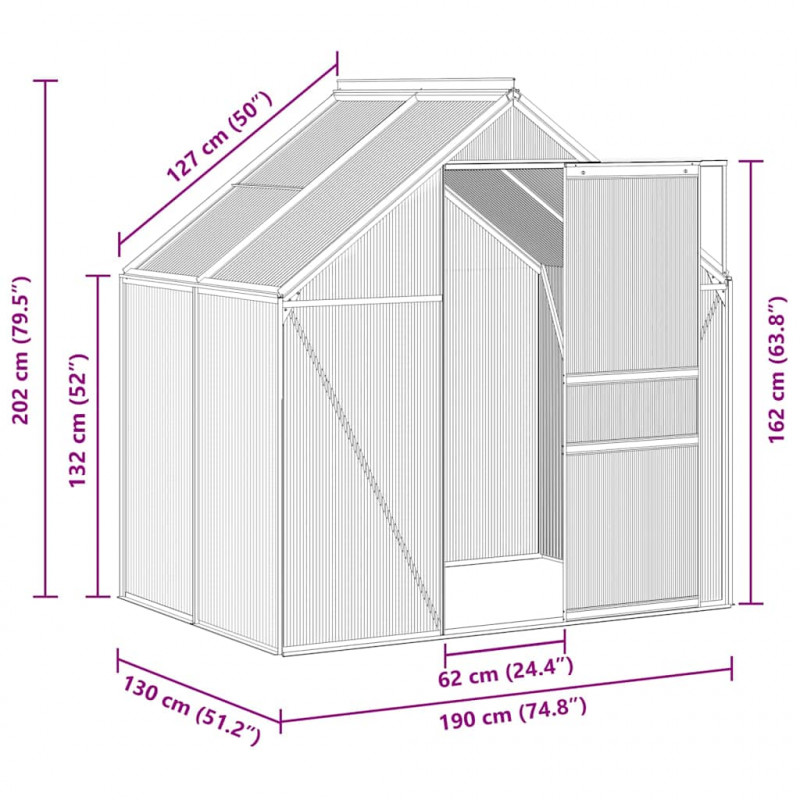 Szklarnia, antracytowa, aluminium, 2,47 m²