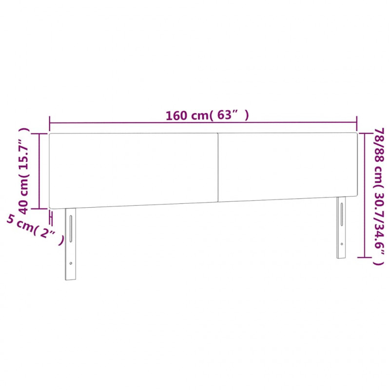 Zagłówek do łóżka z LED, ciemnoniebieski 160x5x78/88cm, aksamit
