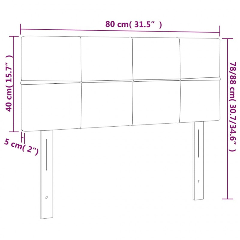Zagłówek do łóżka z LED, ciemnoniebieski 80x5x78/88 cm, aksamit