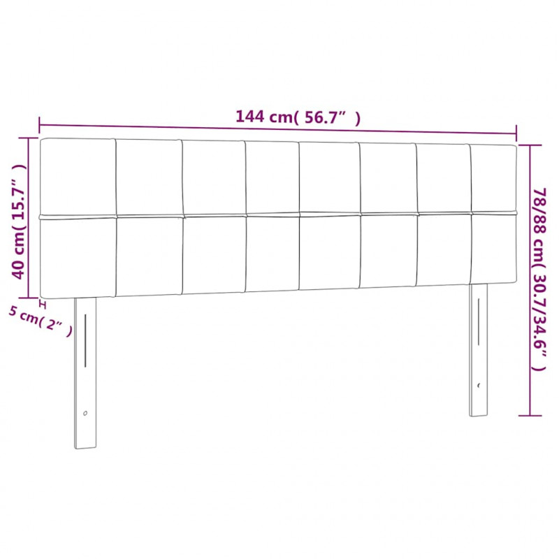 Zagłówek do łóżka z LED, ciemnoniebieski 144x5x78/88cm, aksamit