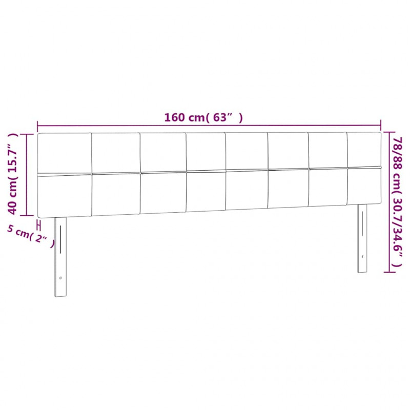 Zagłówek do łóżka z LED, ciemnoniebieski 160x5x78/88cm, aksamit