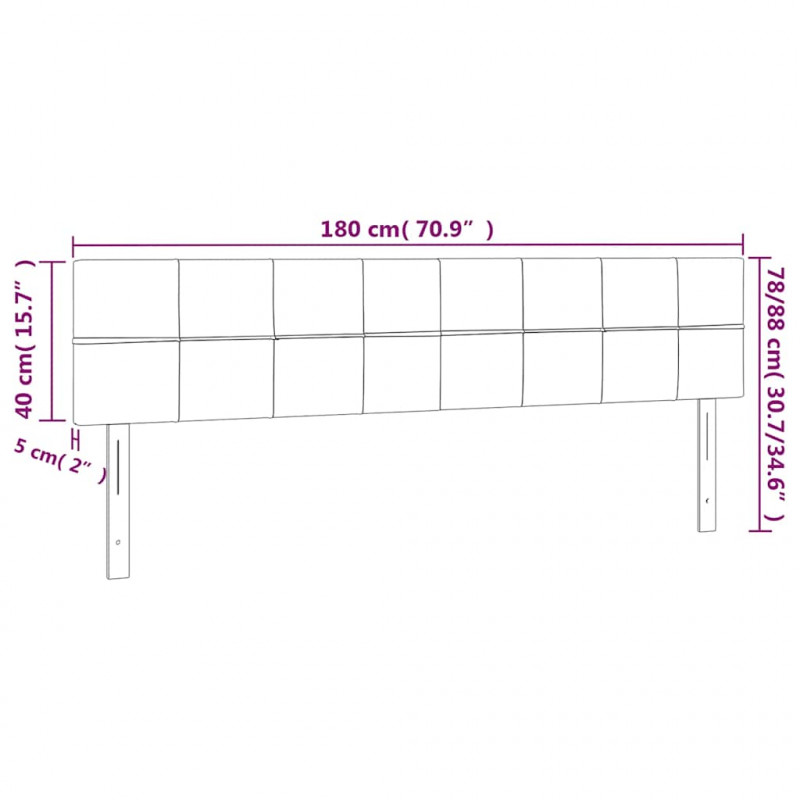 Zagłówek do łóżka z LED, ciemnozielony, 180x5x78/88 cm, aksamit