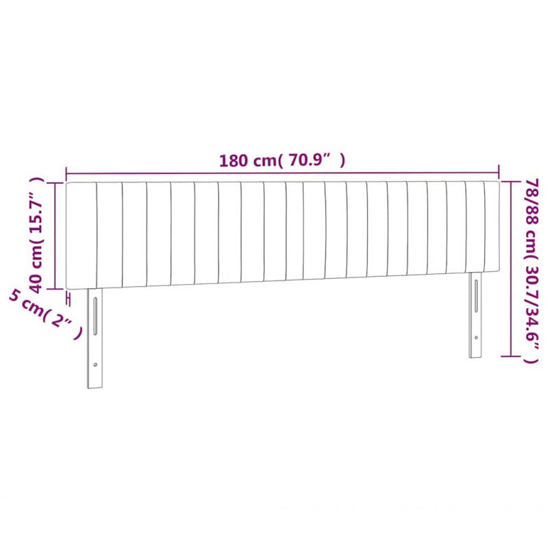 Zagłówek do łóżka z LED, ciemnozielony, 180x5x78/88 cm, aksamit