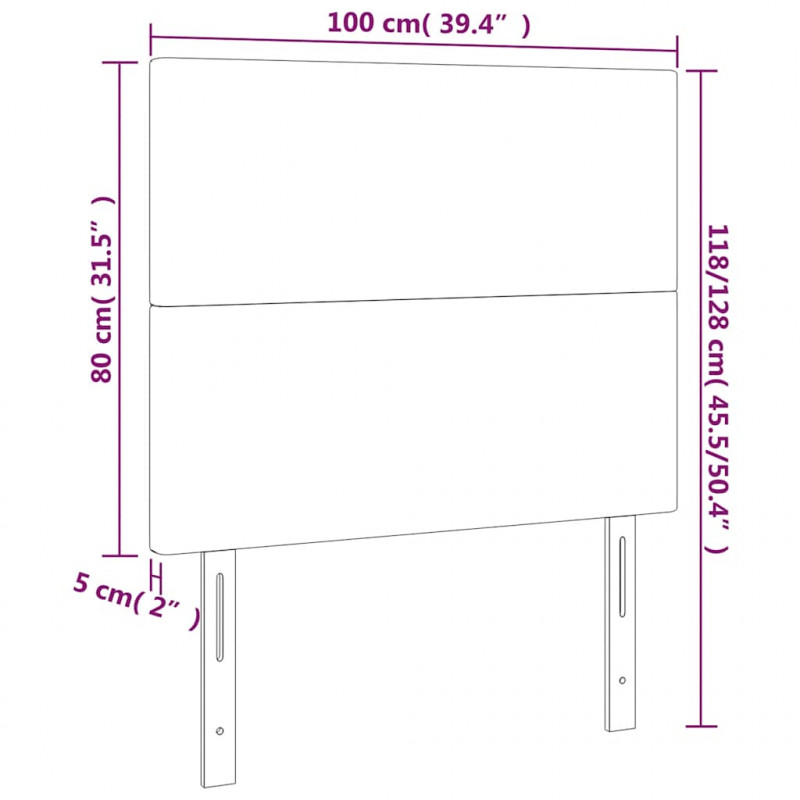 Zagłówek do łóżka z LED, ciemnozielony, 100x5x118/128 cm