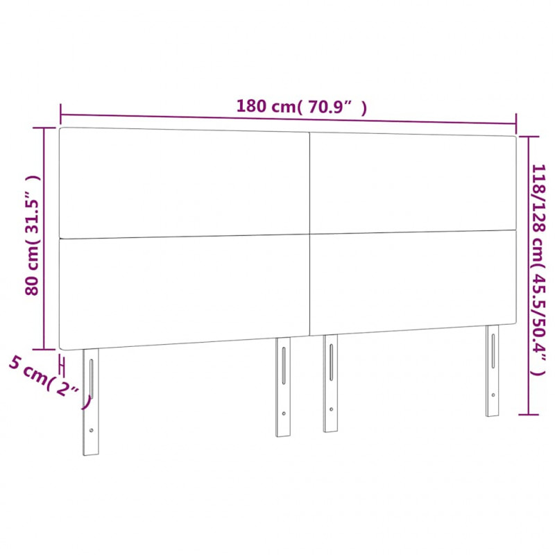 Zagłówek do łóżka z LED, ciemnozielony, 180x5x118/128 cm