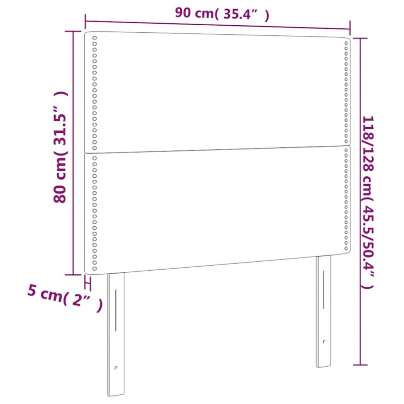 Zagłówek do łóżka z LED, ciemnozielony, 90x5x118/128cm, aksamit
