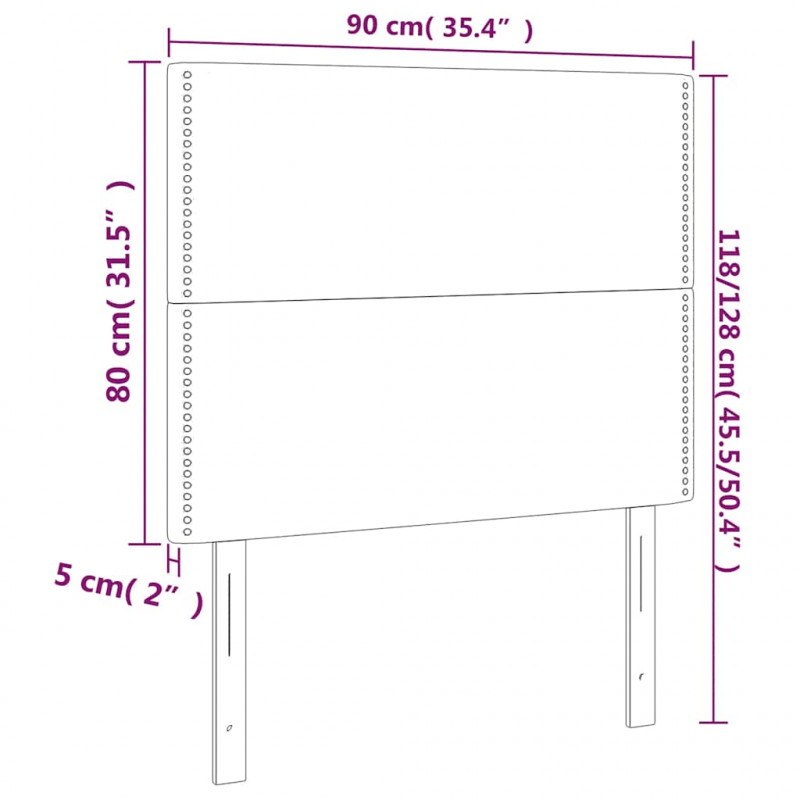 Zagłówek do łóżka z LED ciemnoniebieski, 90x5x118/128 cm