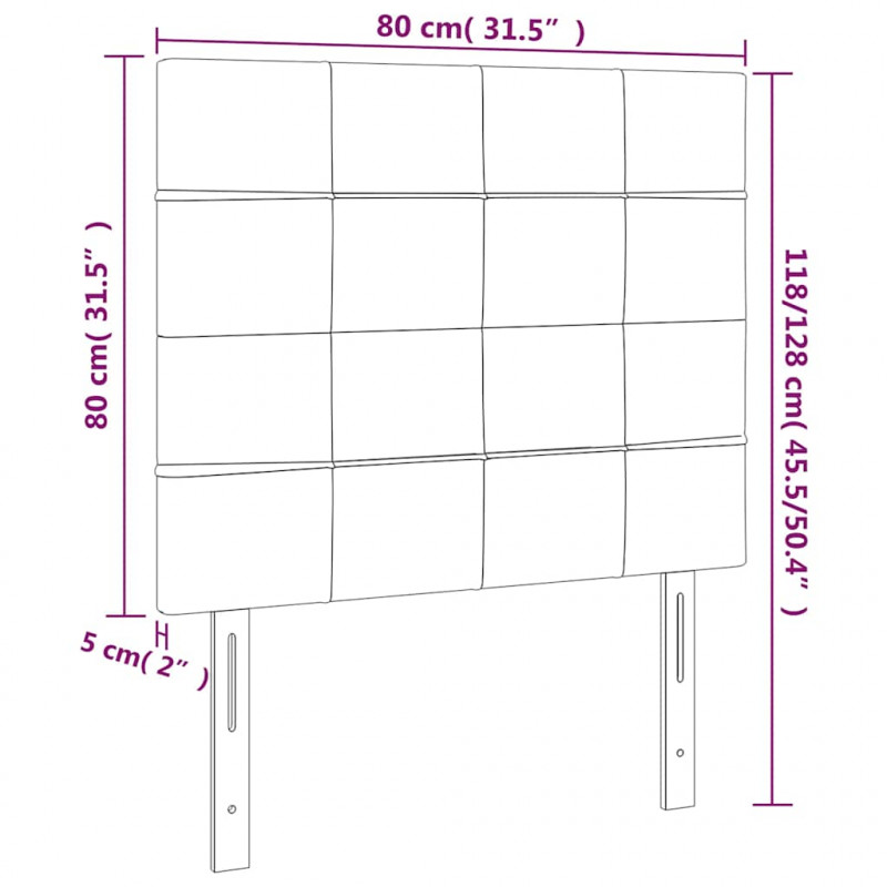 Zagłówek do łóżka z LED, ciemnoniebieski, 80x5x118/128 cm
