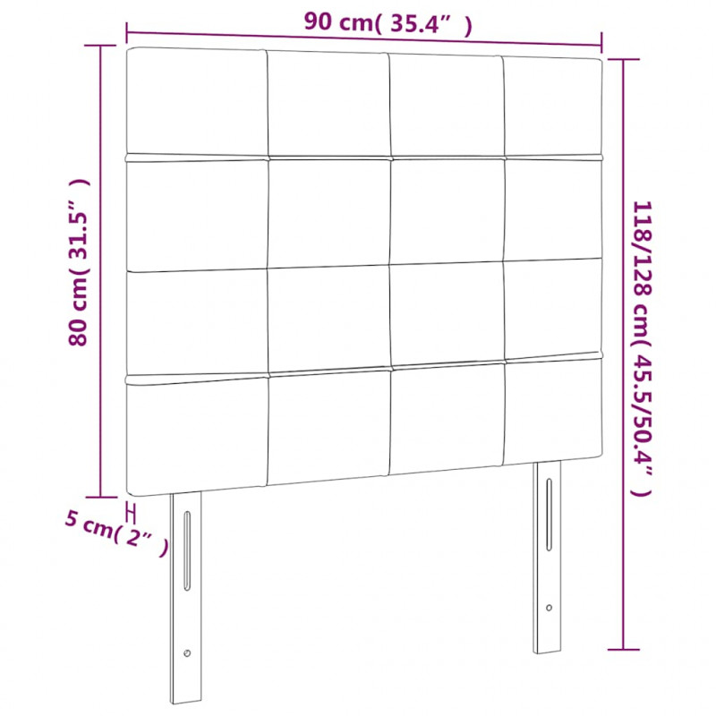 Zagłówek do łóżka z LED, ciemnozielony, 90x5x118/128cm, aksamit