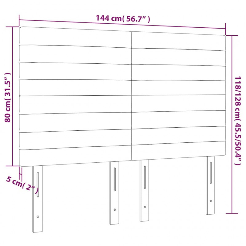 Zagłówek do łóżka z LED, ciemnozielony, 144x5x118/128 cm
