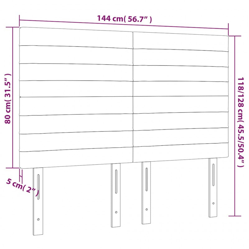 Zagłówek do łóżka z LED ciemnoniebieski, 144x5x118/128 cm