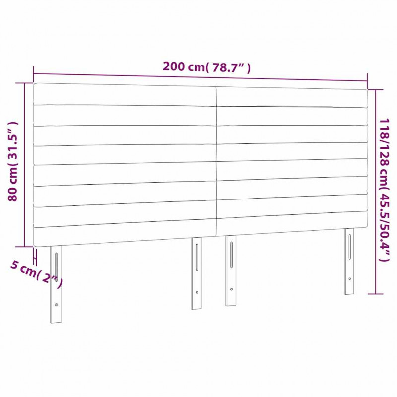 Zagłówek do łóżka z LED, ciemnozielony, 200x5x118/128 cm