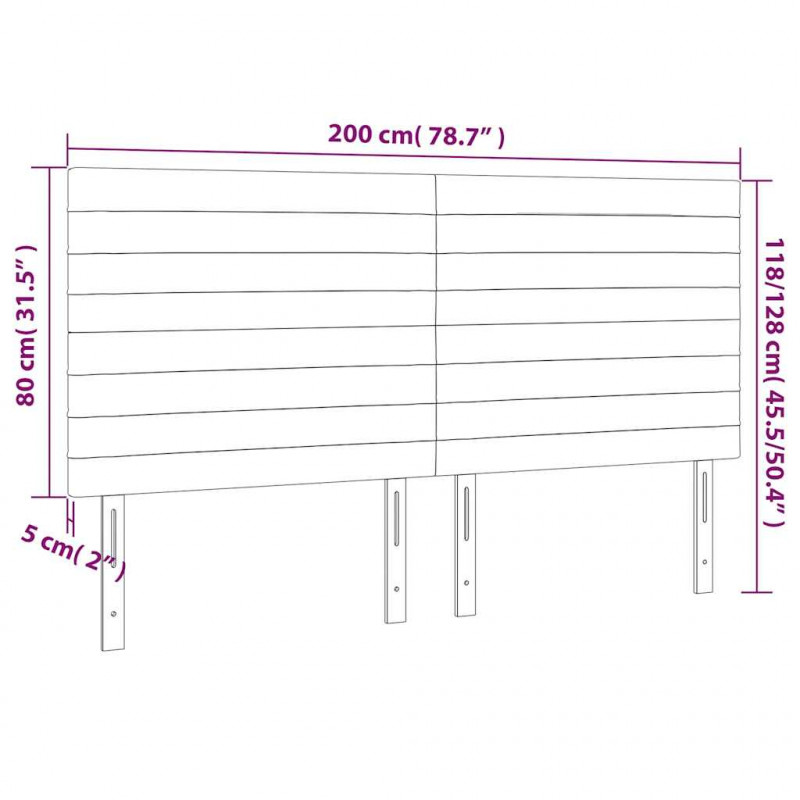 Zagłówek do łóżka z LED, ciemnoniebieski, 200x5x118/128 cm