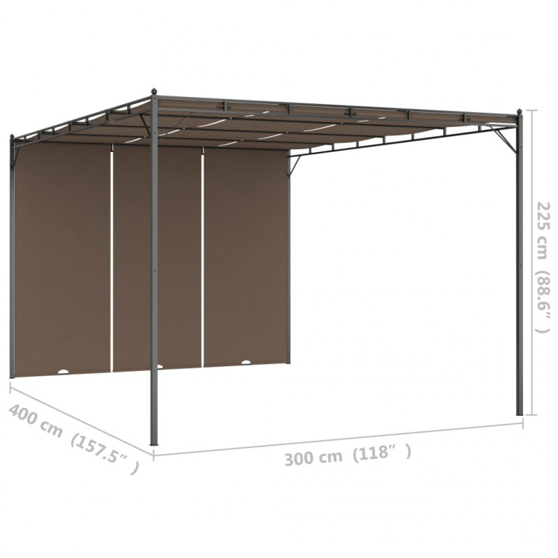 Altana ogrodowa z zasłoną, 4 x 3 x 2,25 m, kolor taupe