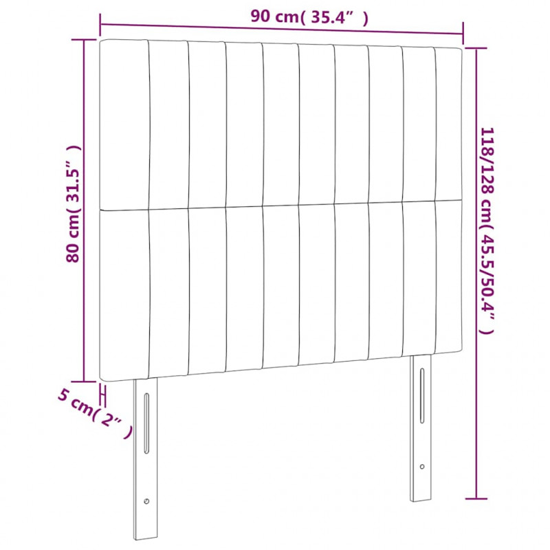 Zagłówek do łóżka z LED ciemnoniebieski, 90x5x118/128 cm