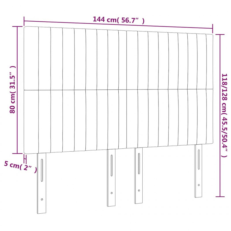 Zagłówek do łóżka z LED ciemnoniebieski, 144x5x118/128 cm