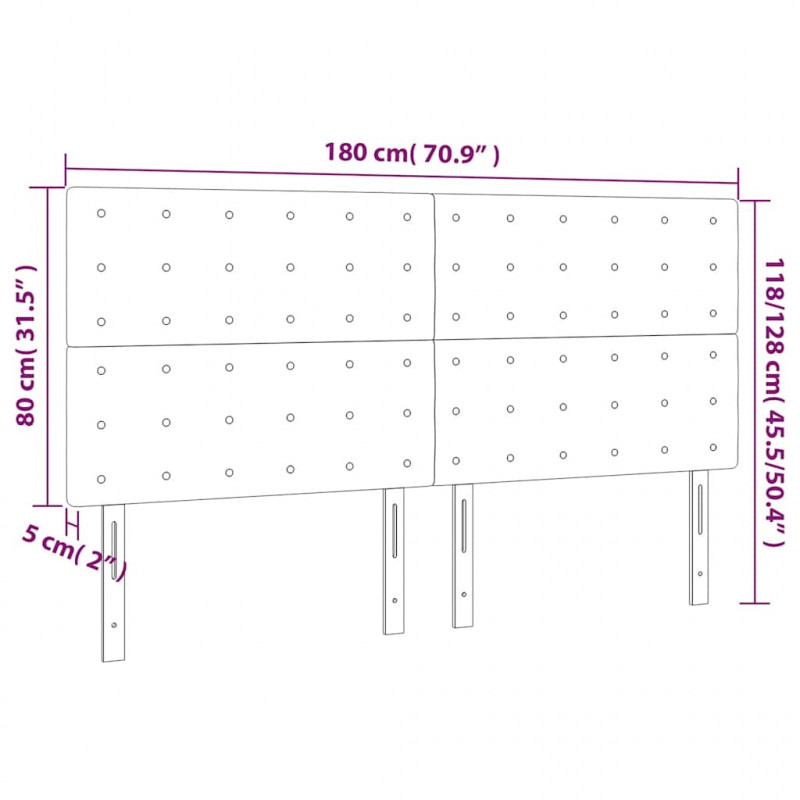 Zagłówek do łóżka z LED, ciemnozielony, 180x5x118/128 cm