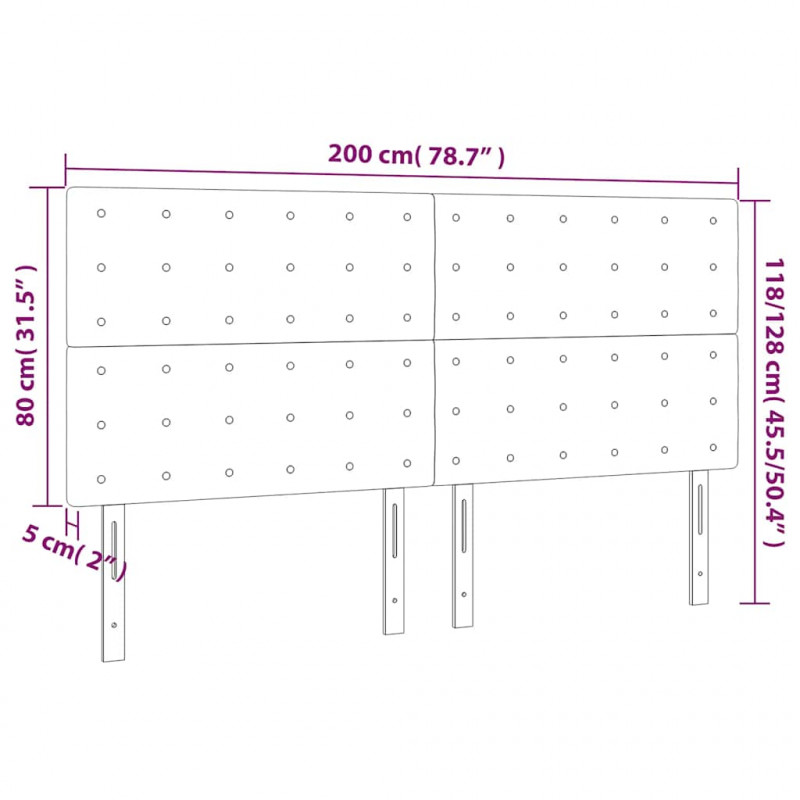 Zagłówek do łóżka z LED, ciemnozielony, 200x5x118/128 cm