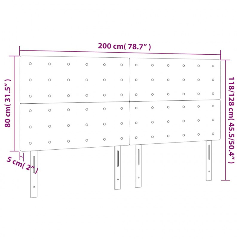 Zagłówek do łóżka z LED, ciemnoniebieski, 200x5x118/128 cm