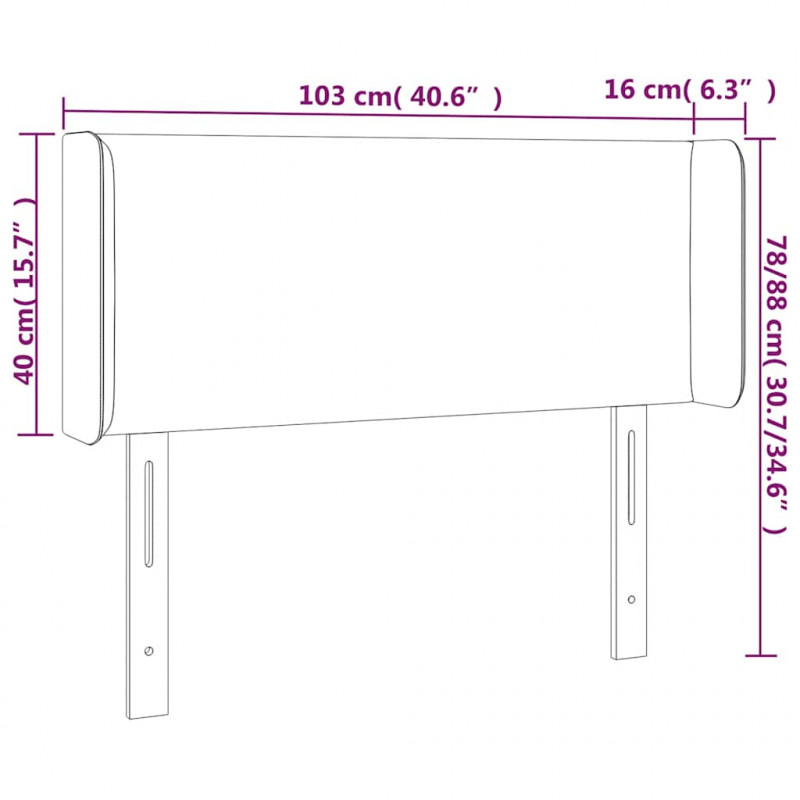 Zagłówek do łóżka z LED ciemnoniebieski 103x16x78/88 cm aksamit