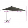 Parasol wiszący z lampkami LED i słupkiem, antracytowy, 250 cm