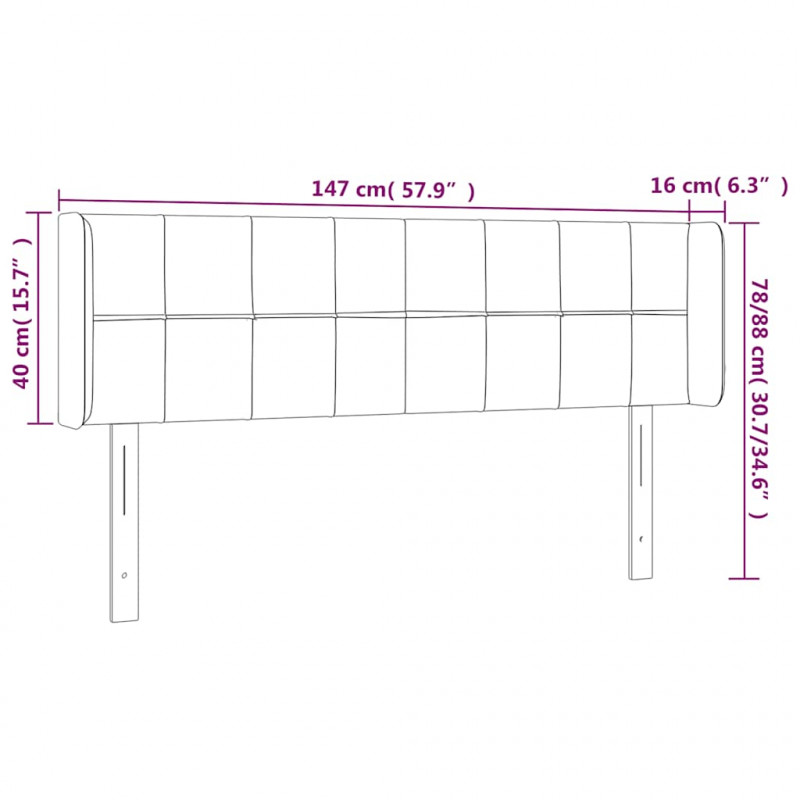 Zagłówek do łóżka z LED ciemnoniebieski 147x16x78/88 cm aksamit