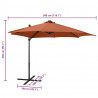 Parasol wiszący z lampkami LED i słupkiem, terakota, 300 cm