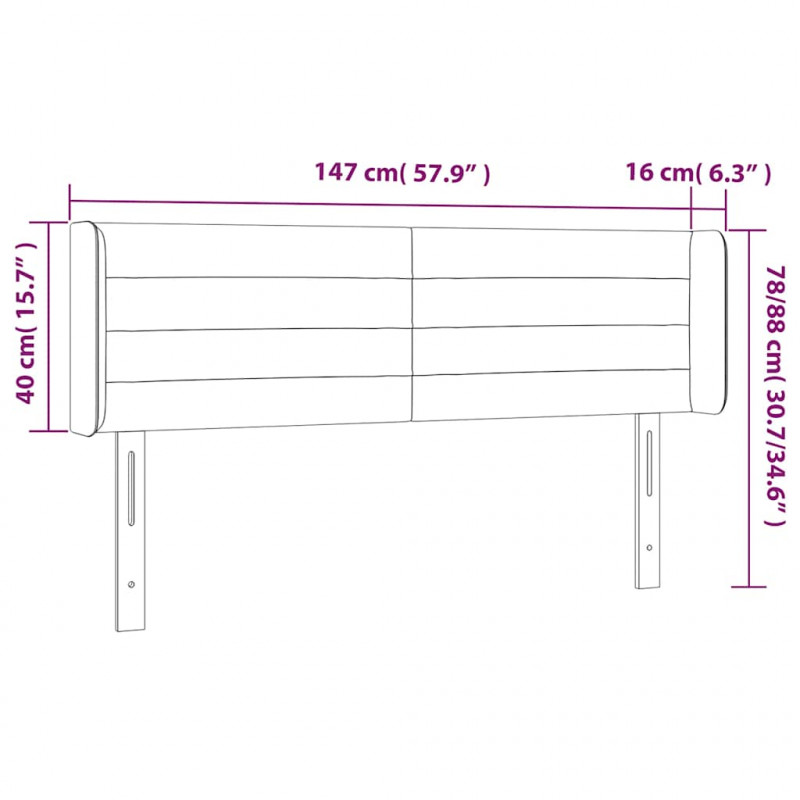 Zagłówek do łóżka z LED ciemnoniebieski 147x16x78/88 cm aksamit