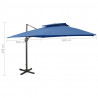 Parasol wiszący z podwójną czaszą, 300x300 cm, niebieski