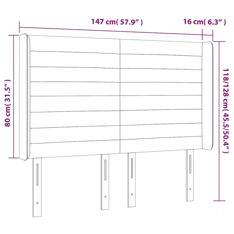 Zagłówek do łóżka z LED ciemnoniebieski, 147x16x118/128 cm