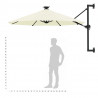 Parasol ogrodowy z LED, ścienny, 300 cm, piaskowy