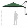 Parasol ogrodowy z LED, ścienny, 300 cm, zielony