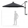Parasol ogrodowy z LED, ścienny, 300 cm, antracytowy