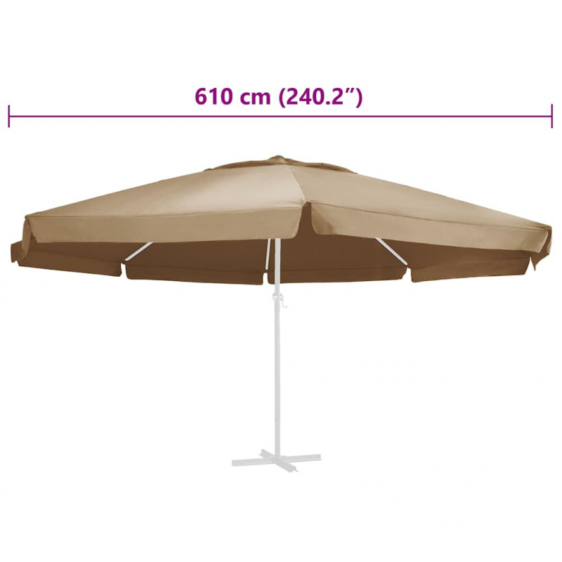 Pokrycie do parasola ogrodowego, kolor taupe, 600 cm