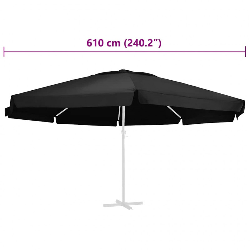 Pokrycie do parasola ogrodowego, czarne, 600 cm