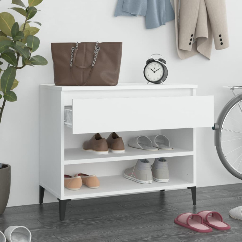 Półka na buty, biała, 70x36x60 cm, materiał drewnopochodny