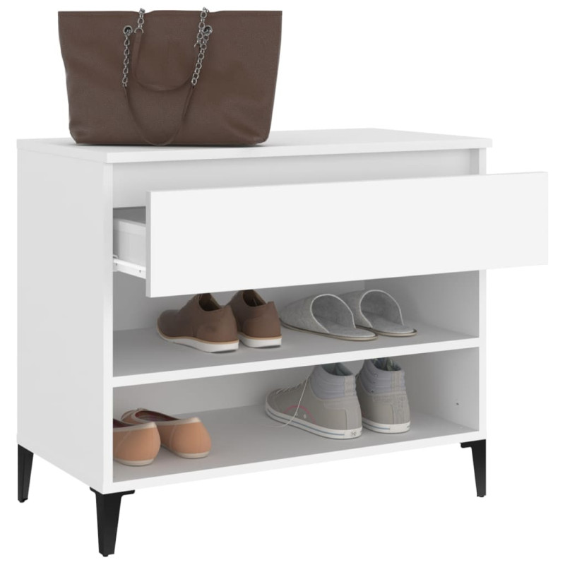 Półka na buty, biała, 70x36x60 cm, materiał drewnopochodny