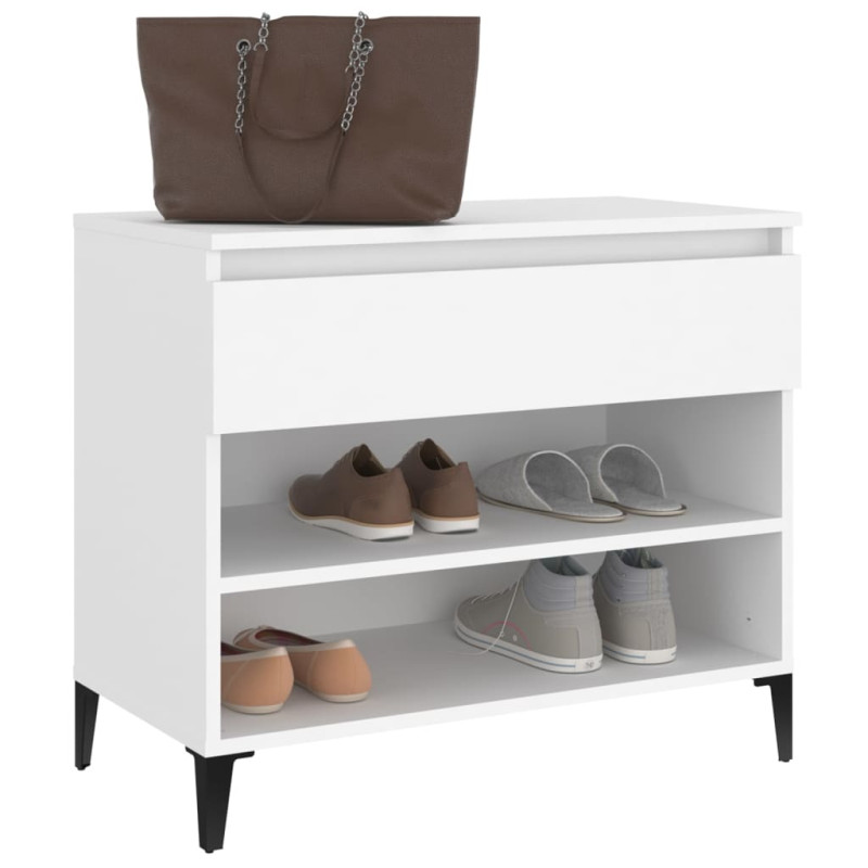 Półka na buty, biała, 70x36x60 cm, materiał drewnopochodny