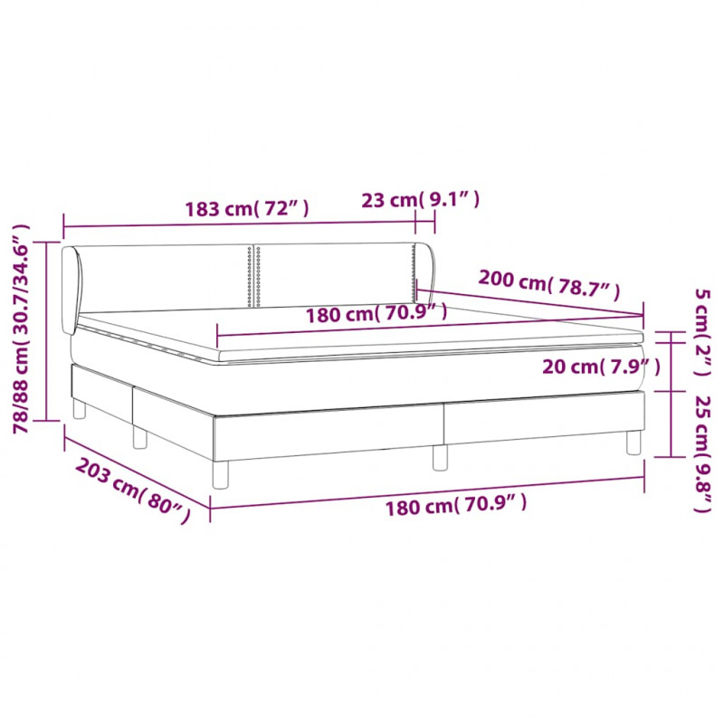 Łóżko kontynentalne z materacem, ciemnoniebieskie, 180x200 cm