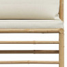 Ogrodowa sofa środkowa, śmietankowe poduszki, bambus