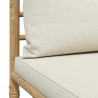 Ogrodowa sofa środkowa, śmietankowe poduszki, bambus