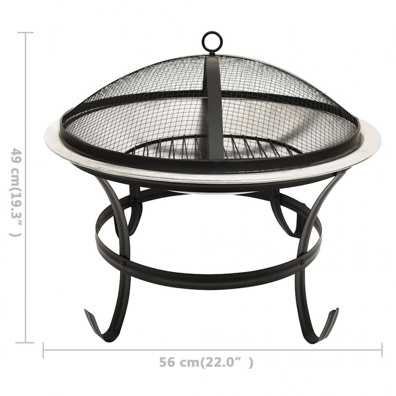 Palenisko i grill 2-w-1, z pogrzebaczem, 56x56x49 cm, stal