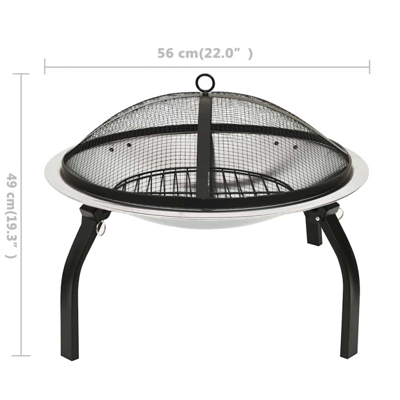 Palenisko i grill 2-w-1, z pogrzebaczem, 56x56x49 cm, stal